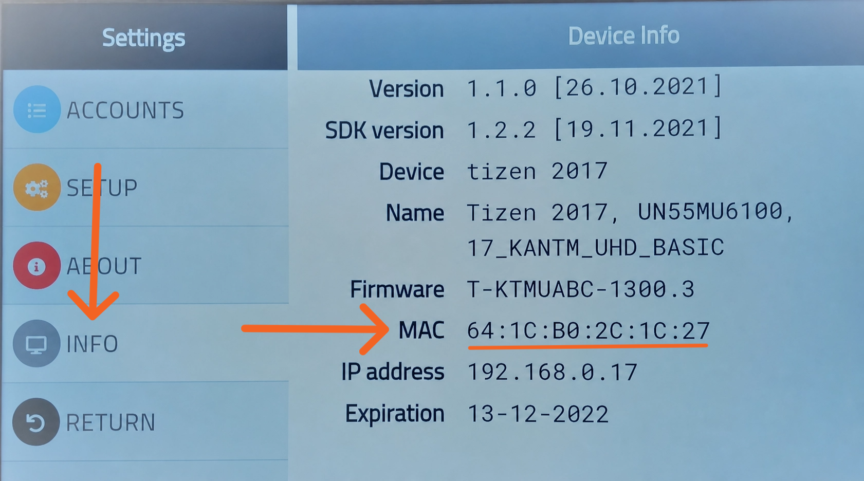 SmartOne settings